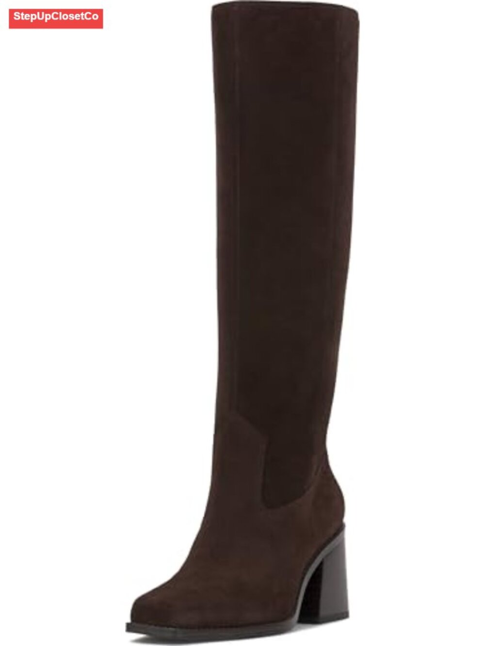 Sangeti Stacked Heel Knee High Boots Wide Shaft Snip Toe Women's